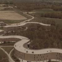 Aerial view of the dorm buildings.